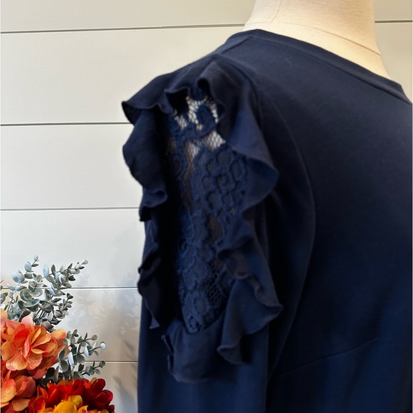 Lane Bryant navy blue soft cotton 3/4 sleeve dress 14-16 - Picture 3 of 11